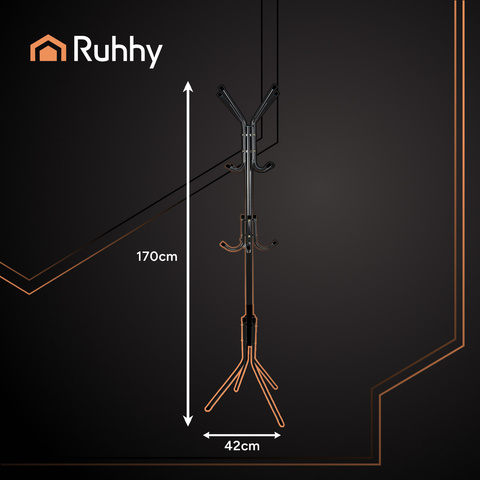 Stojací věšák na kabáty 170 cm - černý Ruhhy 26362