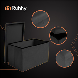 Schwarzer Samtpouf 60x30x30 cm Ruhhy 25995