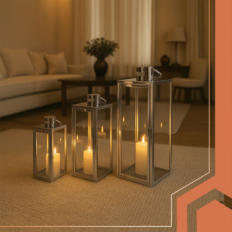 Silver lanterns 38/49/63cm 3pcs Ruhhy 26477