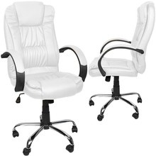 Chaise de bureau en similicuir blanc Malatec 23240