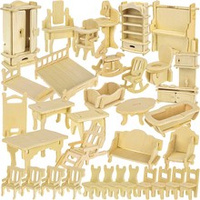 Набор деревянной мебели для кукол, 34 предмета. 23542