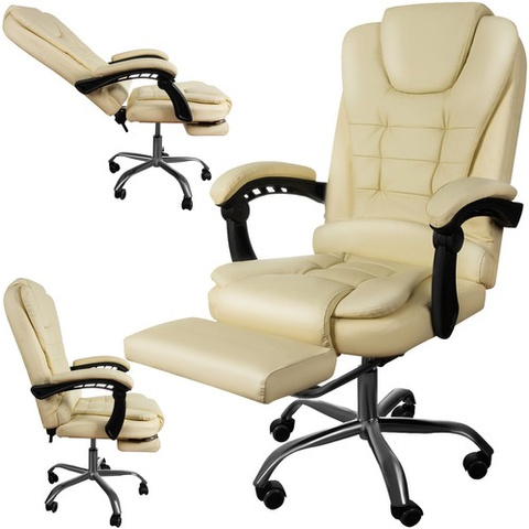 Chaise de bureau avec repose-pieds - beige Malatec 23287