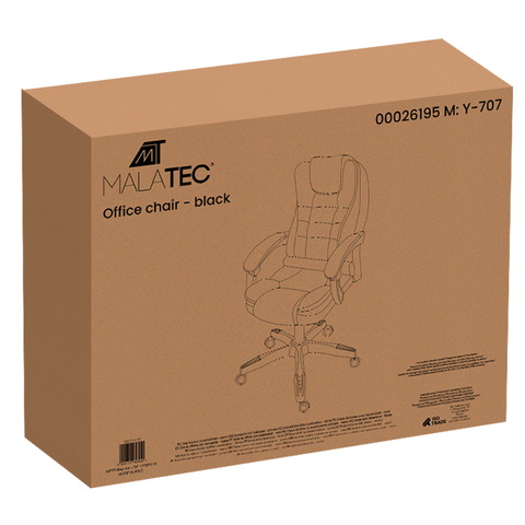 Офисное кресло с подставкой для ног - черное Malatec 26195
