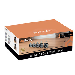 Roulettes grises pour chaise pivotante, lot de 5. Ruhhy 25280