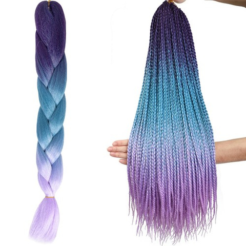 Tresses de cheveux synthétiques ombre bleu/fio W10342