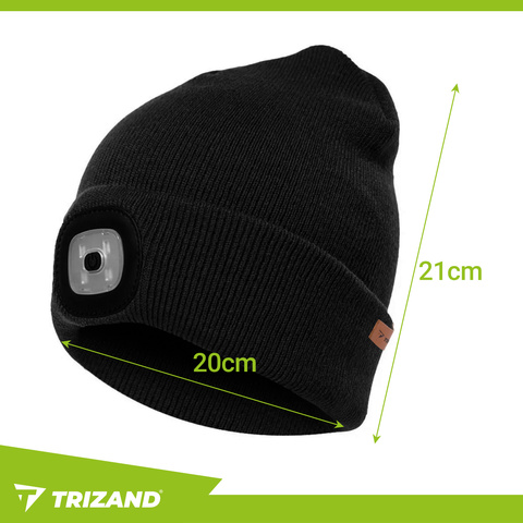 Bonnet d'hiver avec lampe de poche - noir Trizand 22663