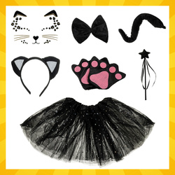 7-teiliges Katzenkostüm - schwarz Kruzzel 26745