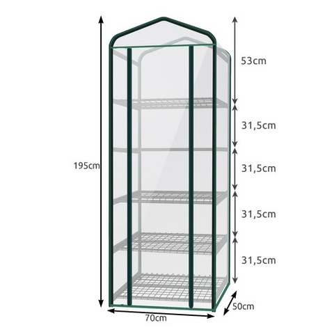 Mini serre aluminium - 5 étagères 23359