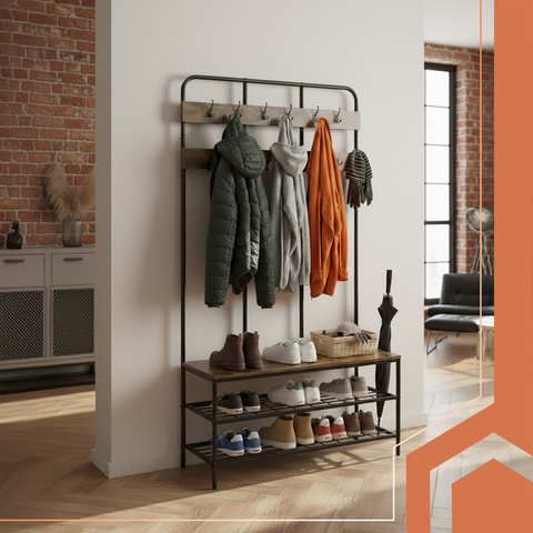 Standing shelf with hanger 182cm Ruhhy 27036