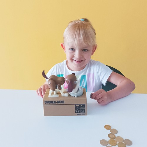 Battery operated piggy bank - brown dog 22470