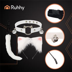 Trojdílný kostým kočky/lišky, bílý, Ruhhy 26584