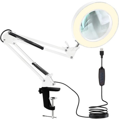 Lampe cosmétique avec loupe - blanche Izoxis 23894