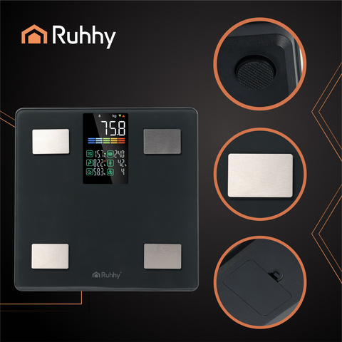 LCD bathroom scale - analytical black Ruhhy 20675
