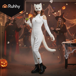 4-piece cat/fox costume, white, Ruhhy 26249