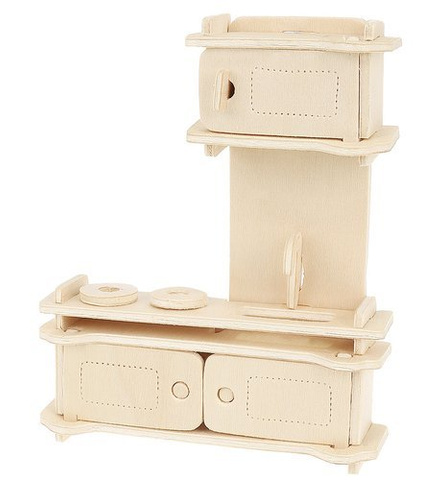 Set Holzmöbel für Puppen, 34-teilig.