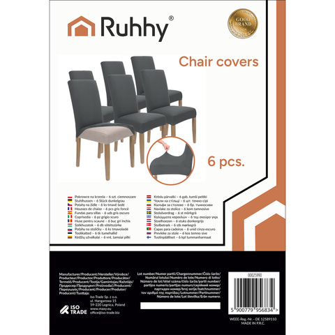 Chair covers - 6 pcs. dark gray Ruhhy 25990