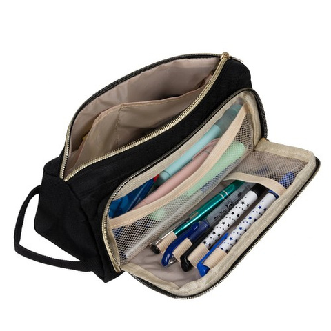 Double extendable pencil case - black Maaleo 24502