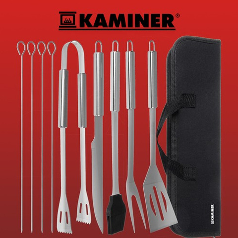 Barbecue tools - set of 9 accessories + case