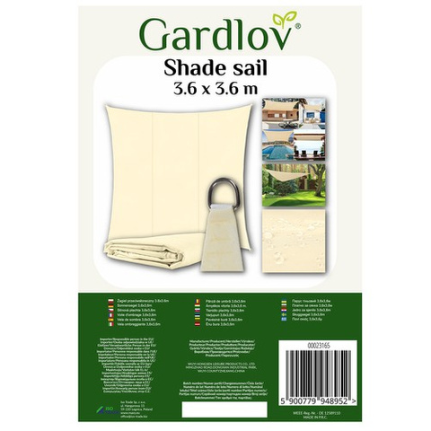 Voile d&#39;ombrage 3,6x3,6m Gardlov 23165