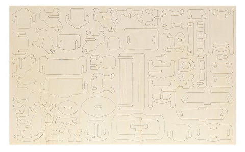 Set of wooden doll furniture, 34 pieces