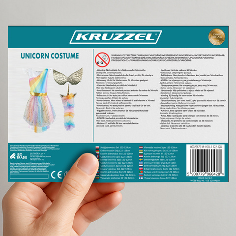 Costume de licorne 3 pièces 122-128 cm Kruzzel 26675