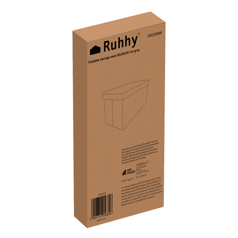 Šedý látkový puf 60x30x30 cm Ruhhy 25996