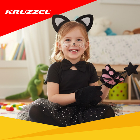 Костюм кошки из 7 частей - черный Kruzzel 26745