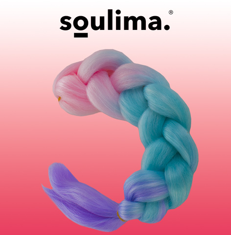 Synthetic hair braids ombre pink/white/purple W10341