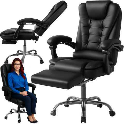 Chaise de bureau avec repose-pieds - noir Malatec 26195
