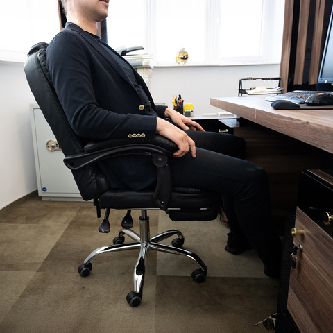 Chaise de bureau avec repose-pieds - noir Malatec 26195