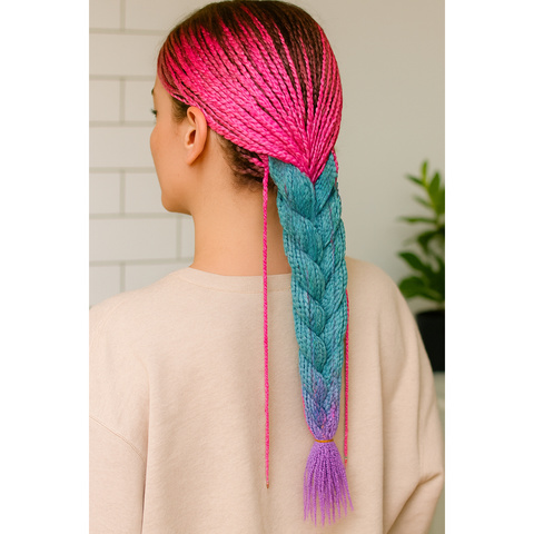 Ombré copánky ze syntetických vlasů růžová/ni/f W10341