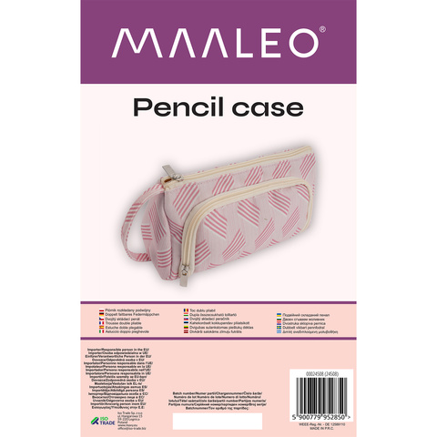 School Pencil Case Two-Compartment Folding Pouch Double Pink for Children