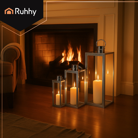 Silver lanterns 38/49/63cm 3pcs Ruhhy 26477