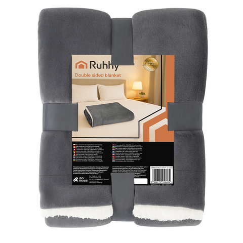 Double-sided blanket 150x200cm dark gray Ruhhy 26292
