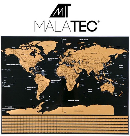 Carte du monde - carte à gratter avec drapeaux + accessoires 23442