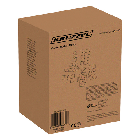 Wooden blocks - 100pcs Kruzzel 22666