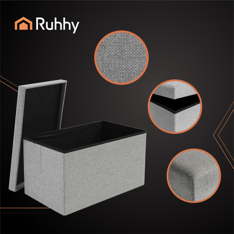 Пуф из серой ткани 76x38x38см Ruhhy 26131