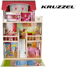 Wooden dollhouse - villa with pool D11251