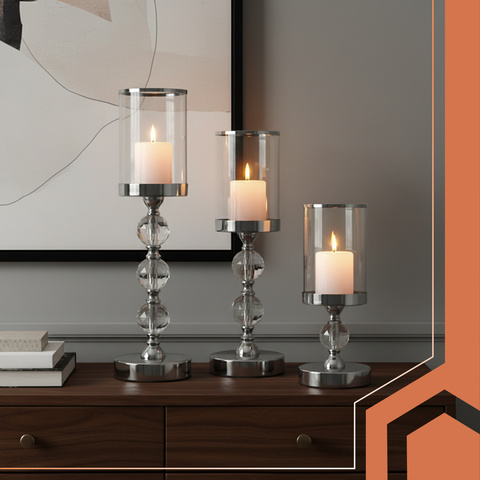 Candlestick-lantern set of 3 Ruhhy 22314