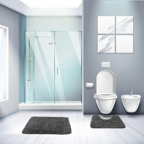 Tapis de salle de bain - set - gris Ruhhy 22061