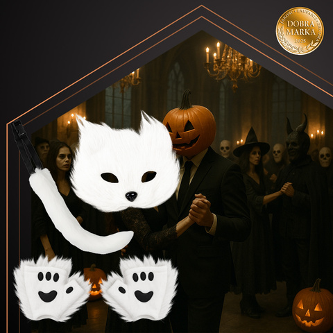 Strój kota/lisa 4el. biały Ruhhy 26249