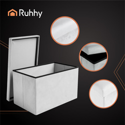 Gray velvet pouf 60x30x30 cm Ruhhy 25994