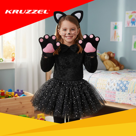 Костюм кошки из 7 частей - черный Kruzzel 26745