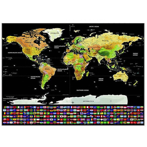 World map - scratch card with flags + accessories 23442