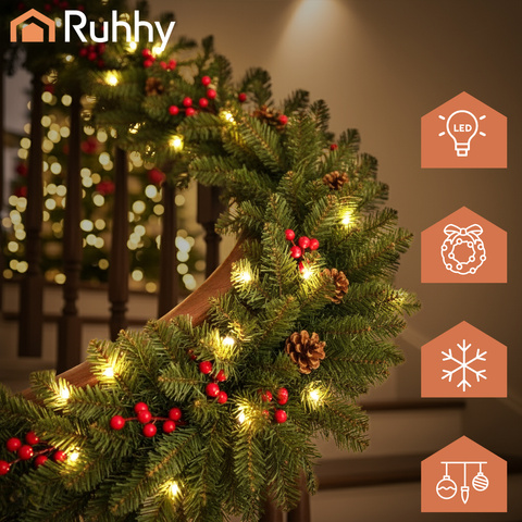 Christmas tree garland 2.7m HQ with lights Ruhhy 22325