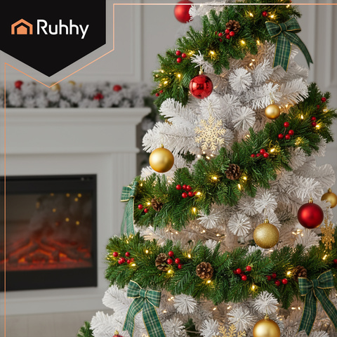 Guirlande de sapin de Noël 2,7 m HQ avec lumières Ruhhy 22325