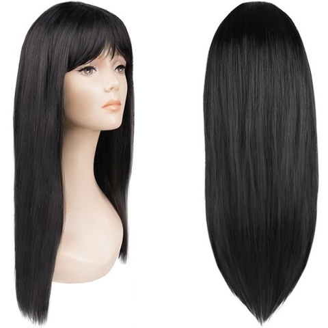 Long women's wig black P14833