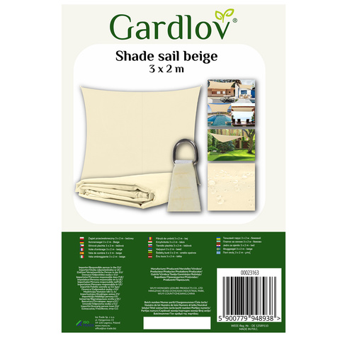 Sunshade sail 3x2m - beige Gardlov 23163