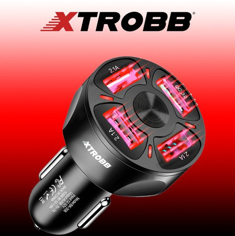 4x USB nabíječka do auta + Xtrobb 19907 kabel