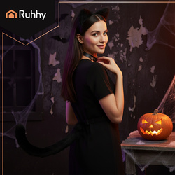 Costume chat/renard 3 pièces, noir, Ruhhy 26587